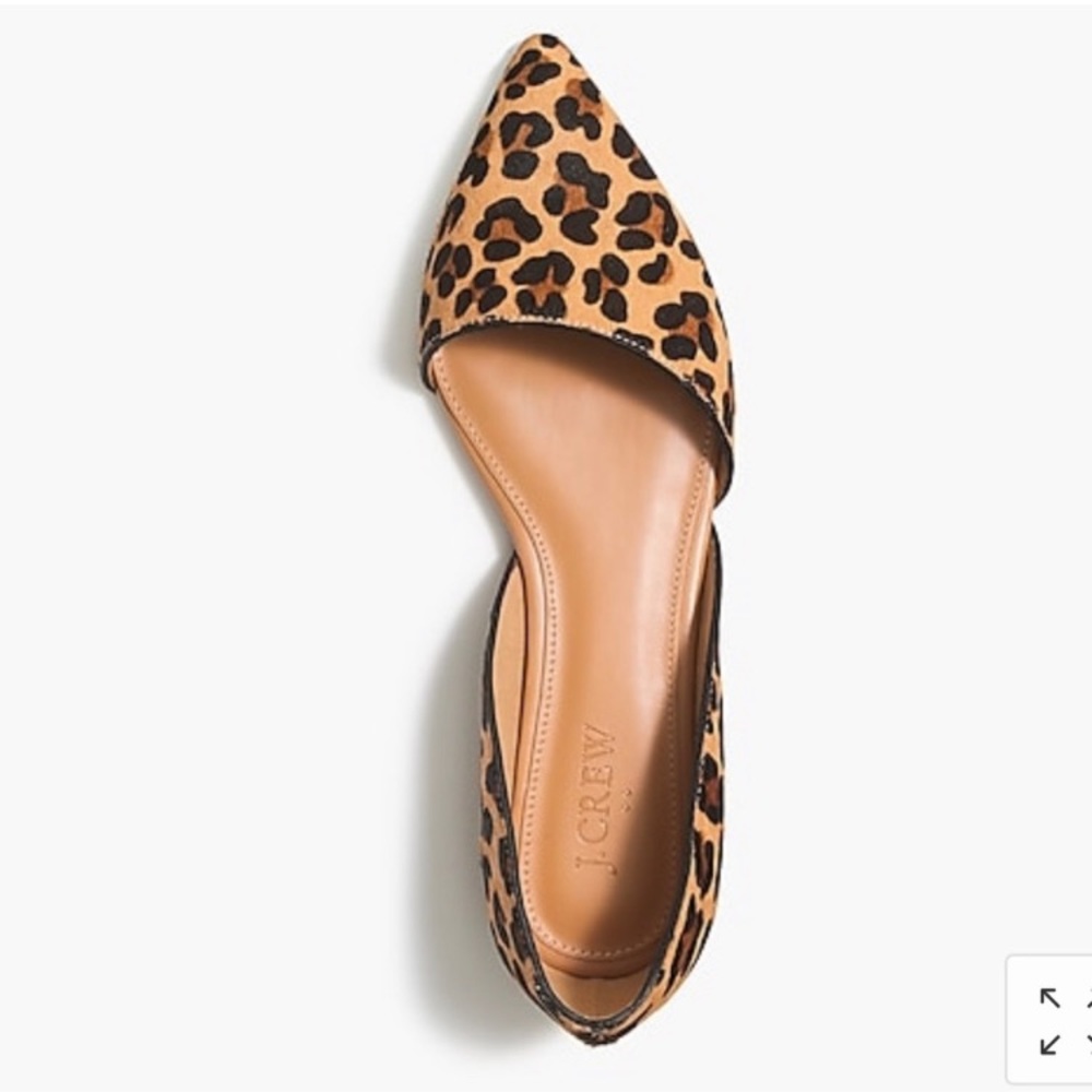 JCEW Leopard Dorsey Calf Hair Flats size 8